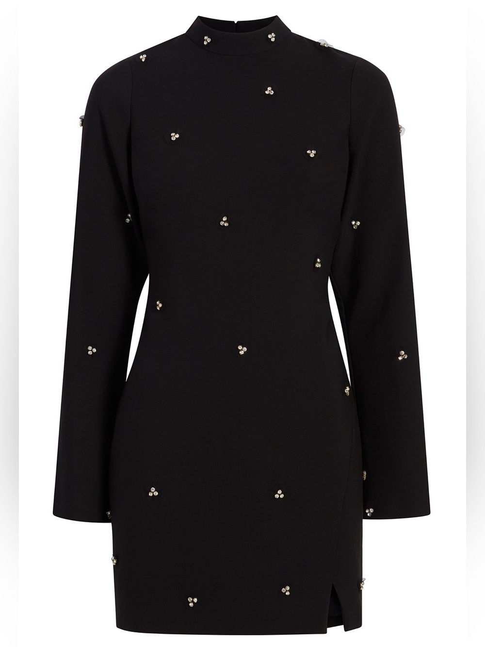 $398 Likely Phillips Mini Dress Black Long Sleeve Rhinestone Bodycon 0